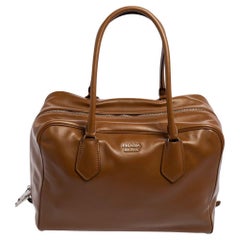 Prada Brown/Turquoise Soft Leather Large Inside Bag