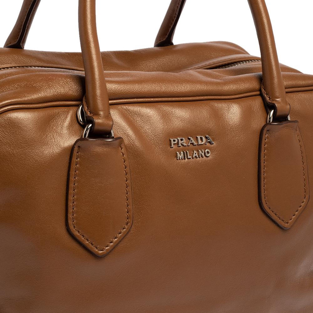 Prada Brown/Turquoise Soft Leather Medium Inside Bag 4
