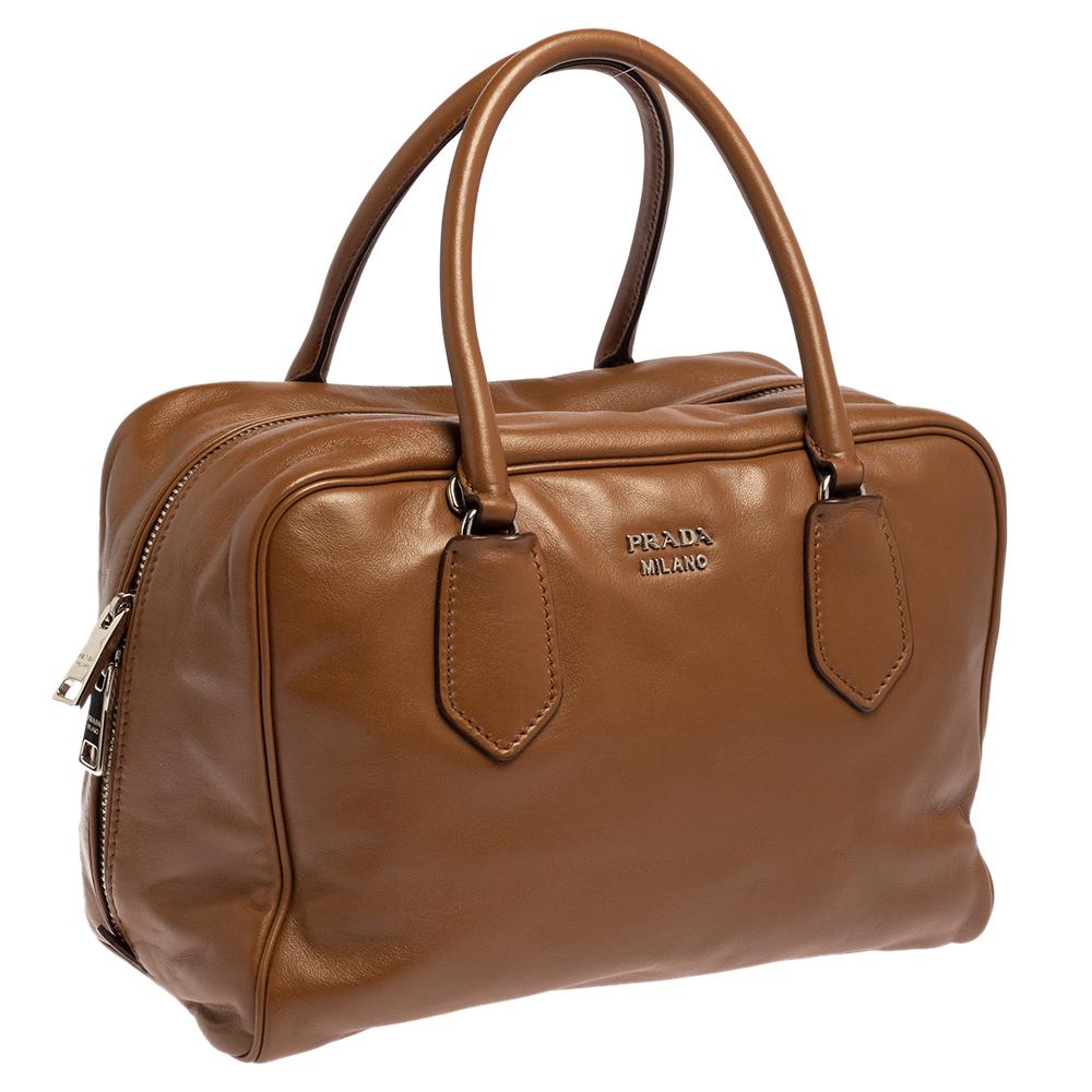 prada milano purse brown leather