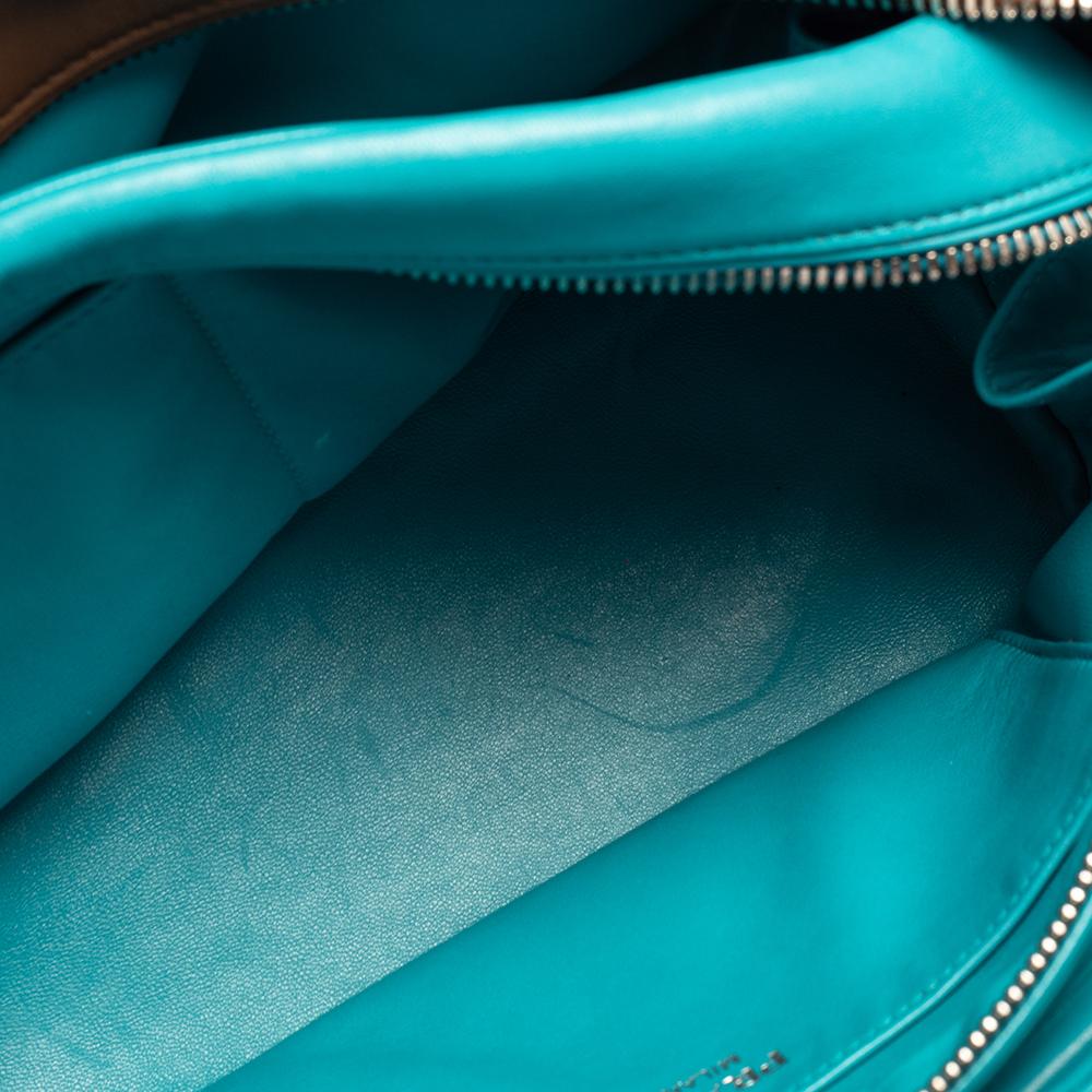 Women's Prada Brown/Turquoise Soft Leather Medium Inside Bag