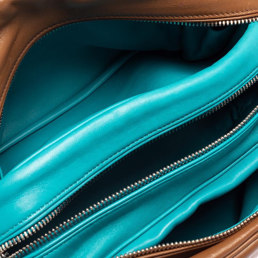 Prada Brown/Turquoise Soft Leather Medium Inside Bag 4