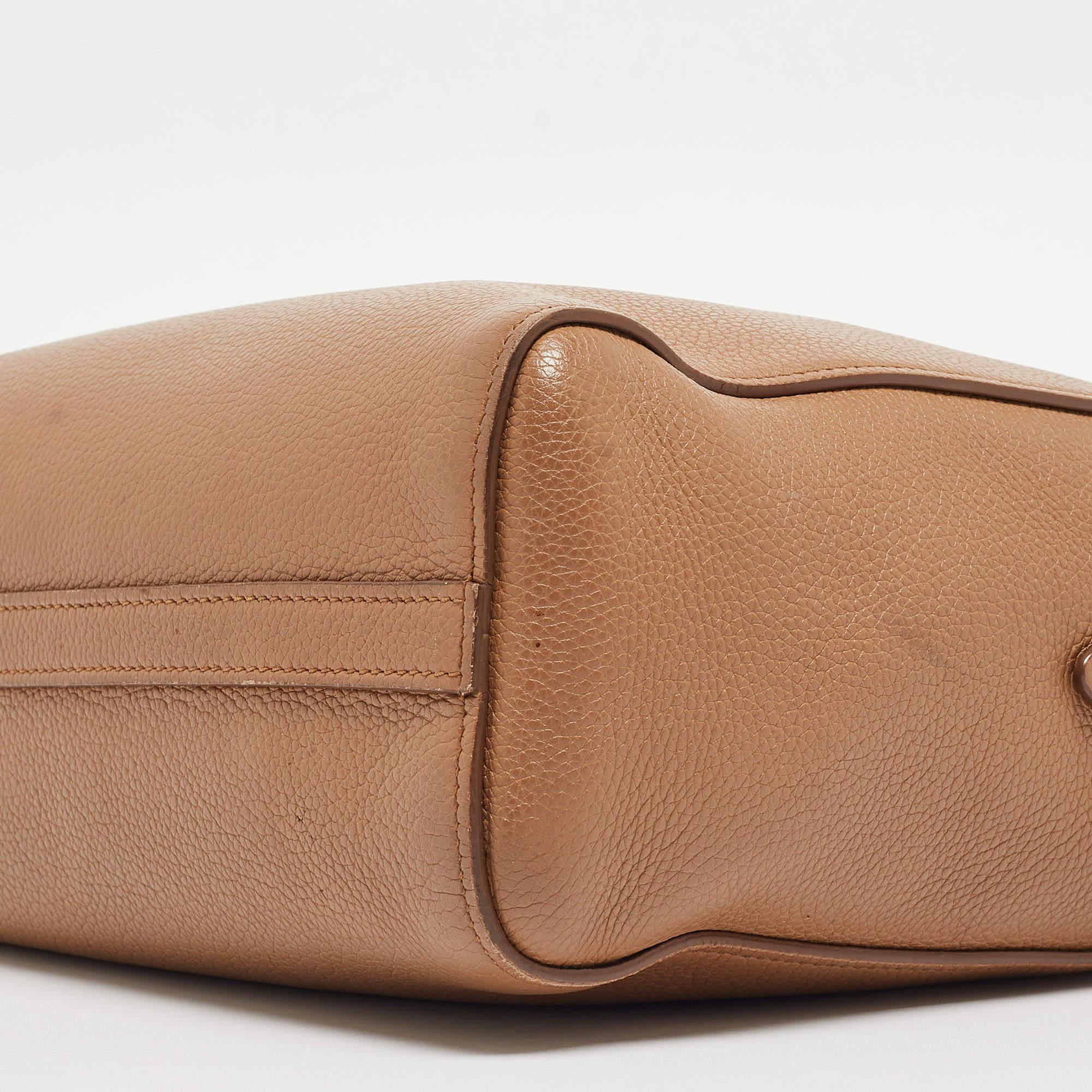 Prada Brown Vitello Daino Leather Logo Shoulder Bag For Sale 12