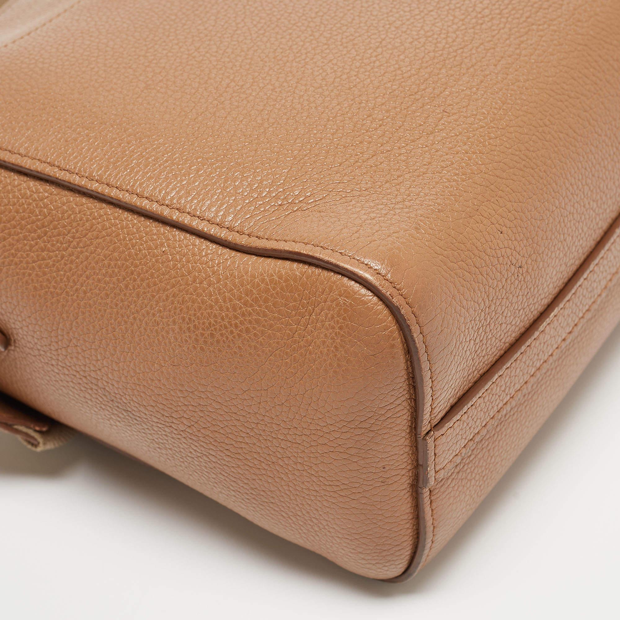 Prada Brown Vitello Daino Leather Logo Shoulder Bag For Sale 16
