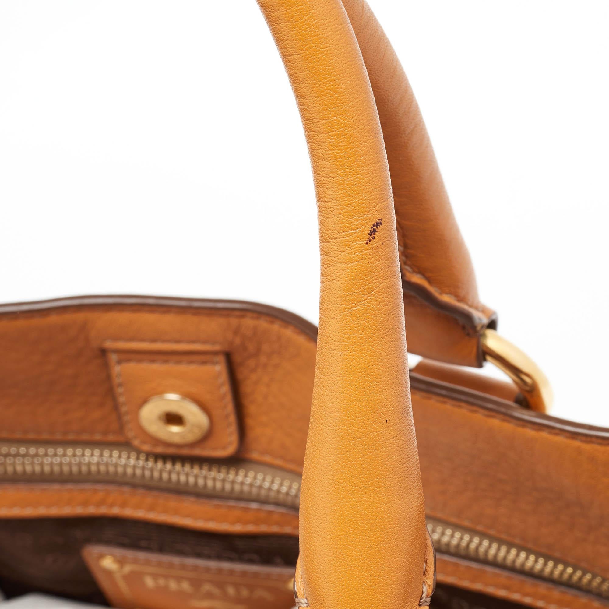 Prada Brown Vitello Daino Leather Open Tote 3