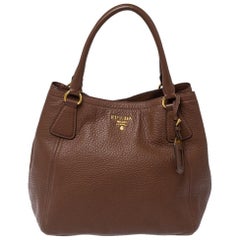 Prada Brown Vitello Daino Leather Open Tote