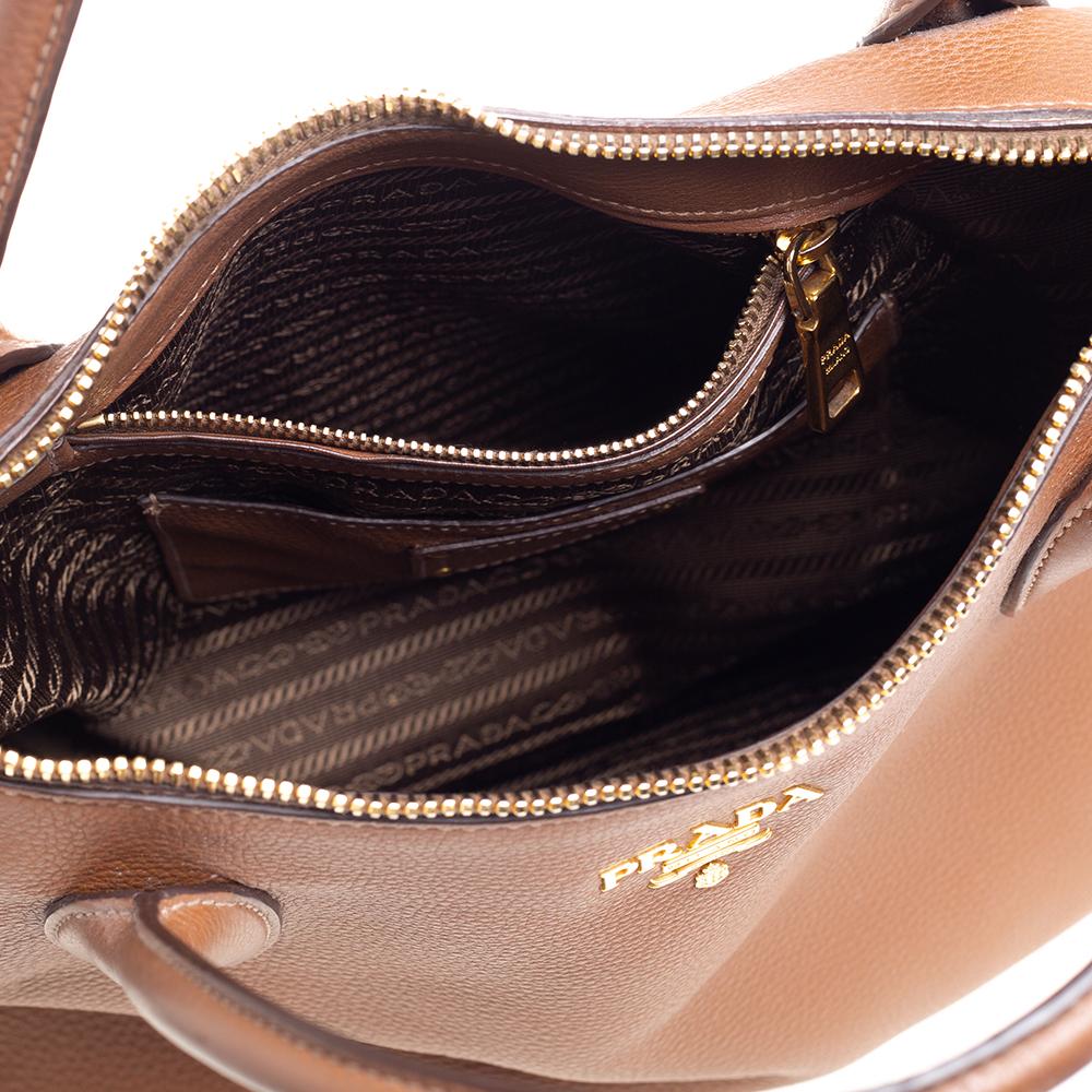 Prada Brown Vitello Daino Leder Sacca 2 Manici Hobo 3