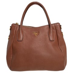 Prada Braun Vitello Daino Leder Sacca 2 Manici Hobo