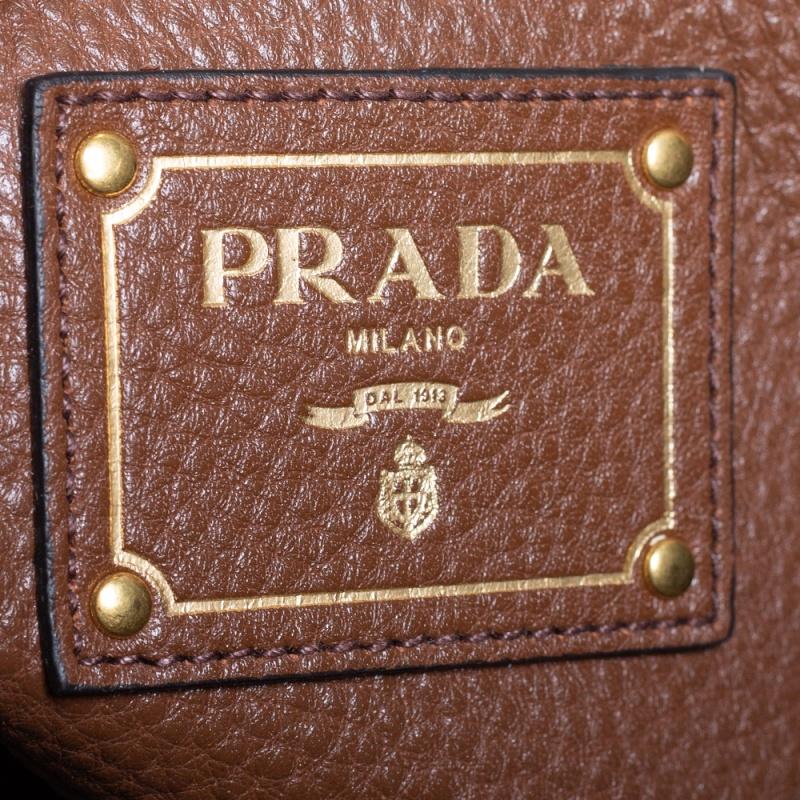 Prada Brown Vitello Daino Leather Shopper Tote 5