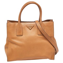Prada Brown Vitello Daino Leather Tote