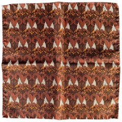 PRADA Brown White Abstract Floral Pocket Square