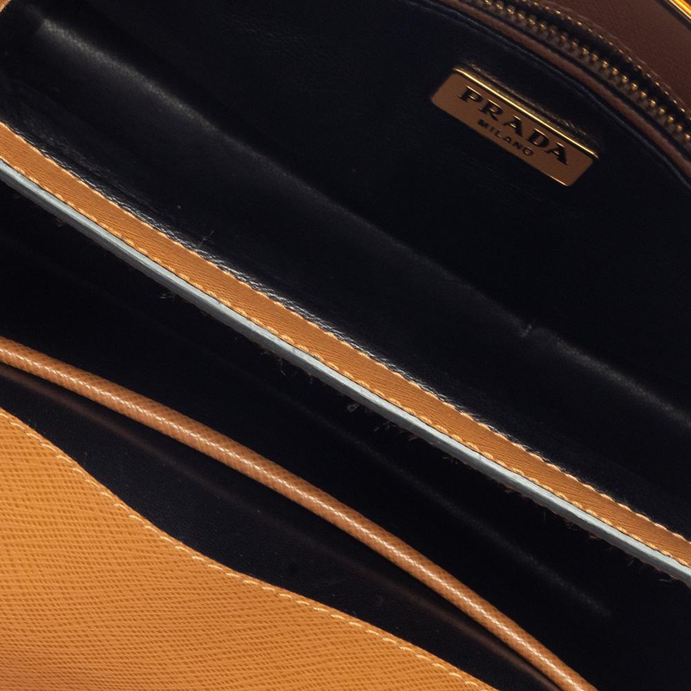 Prada Brown/White Saffiano Leather Box Shoulder Bag 7