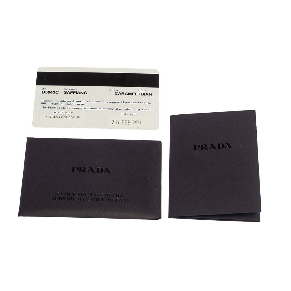 Prada Brown/White Saffiano Leather Box Shoulder Bag 1