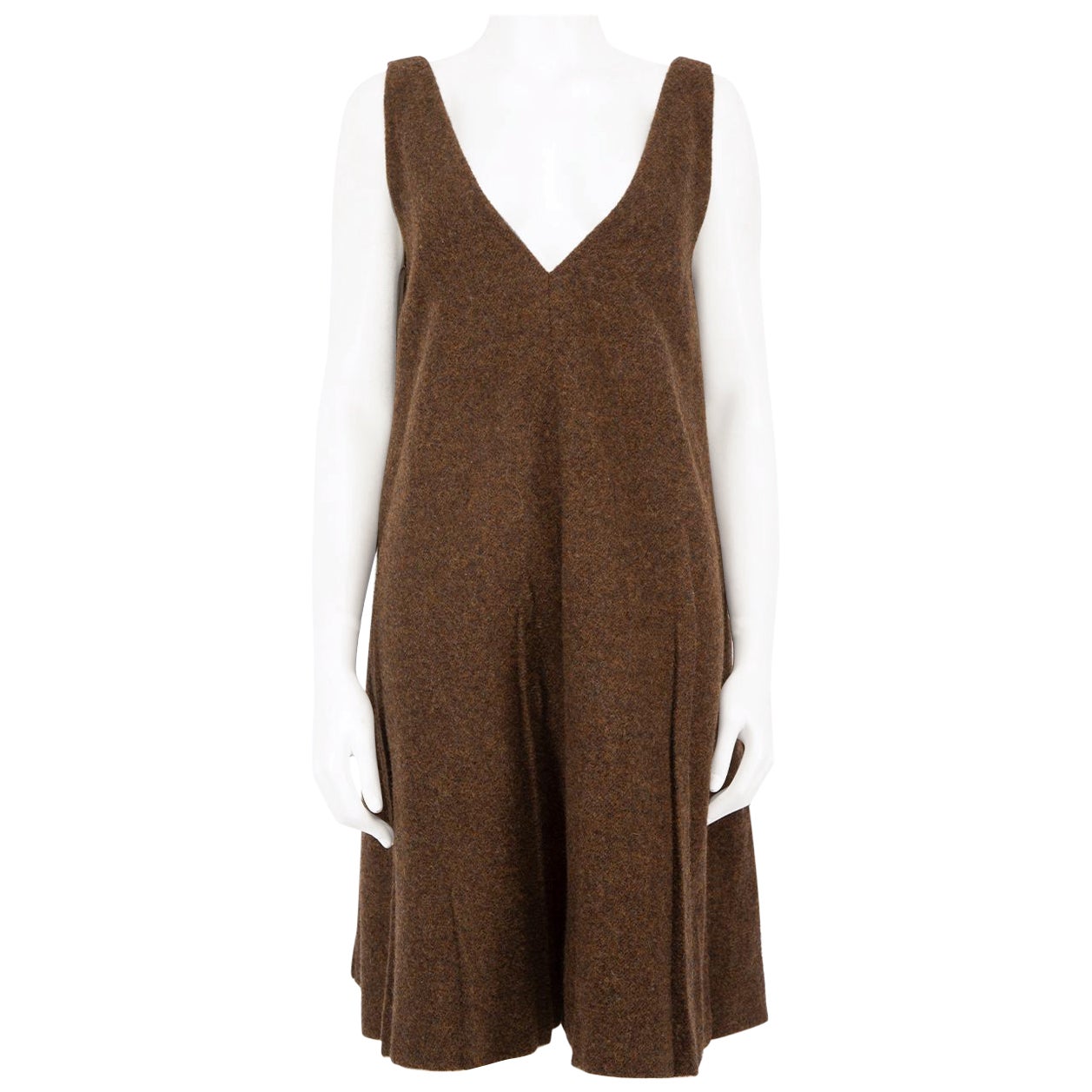 Prada Brown Wool Oversized Pleated Dress Size XXS