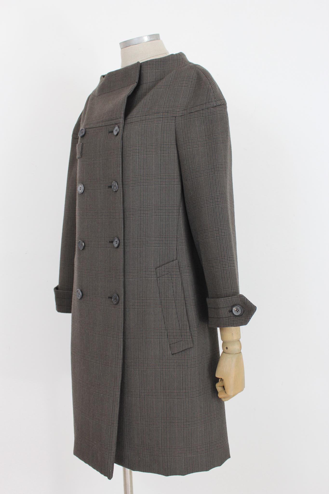 Women's Prada Brown Wool Vintage Check Coat