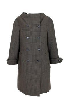 Prada Brown Wool Vintage Check Coat