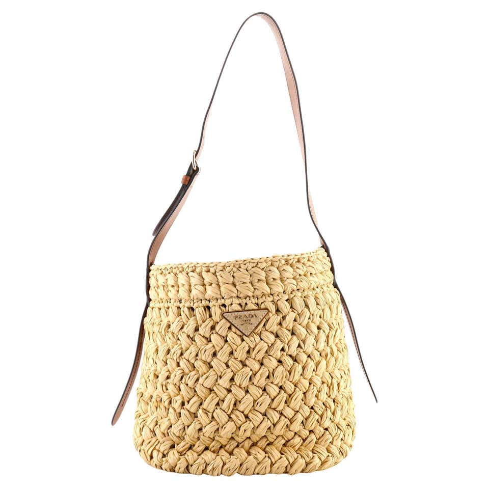 Prada Raffia Small Prada Raffia Bucket Bag - For Sale on 1stDibs