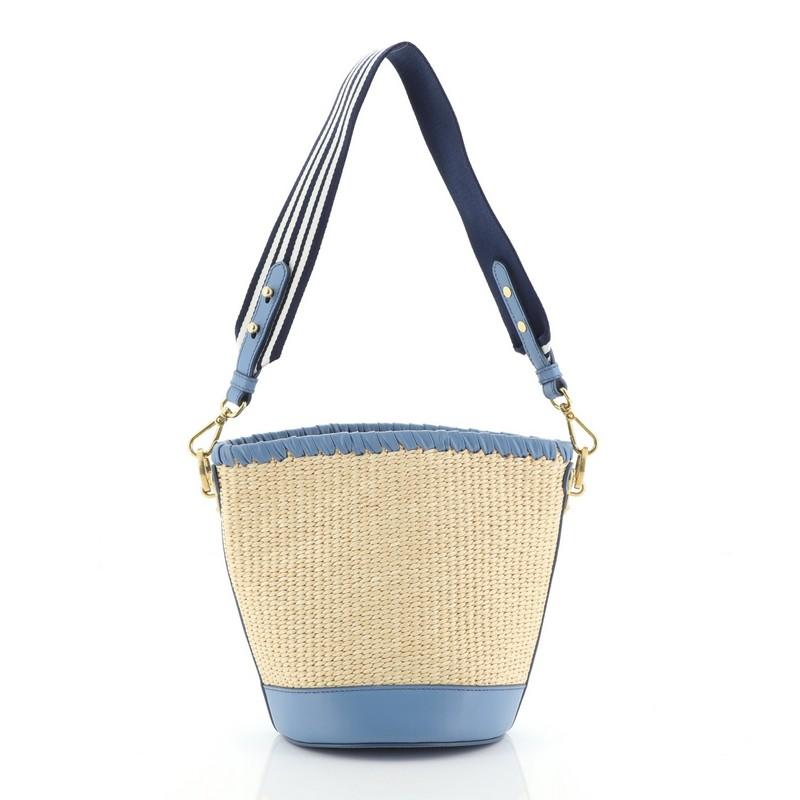 prada raffia bucket bag