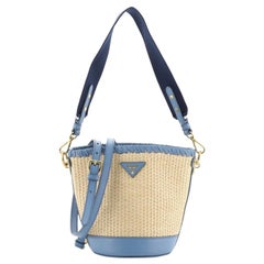 Prada Bucket Bag Woven Raffia with Leather Small