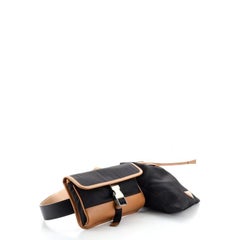 Prada Buckle Flap and Drawstring Double Belt Bag Tessuto and Saffiano Lea