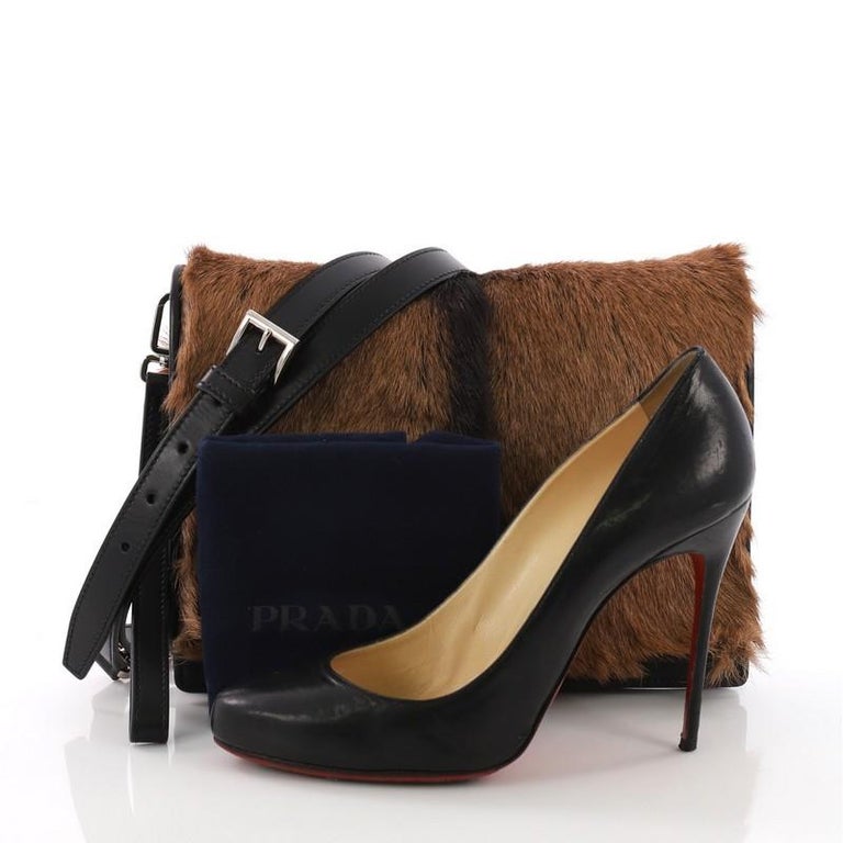Prada Buckle Flap Messenger Bag Goat Fur Small at 1stDibs