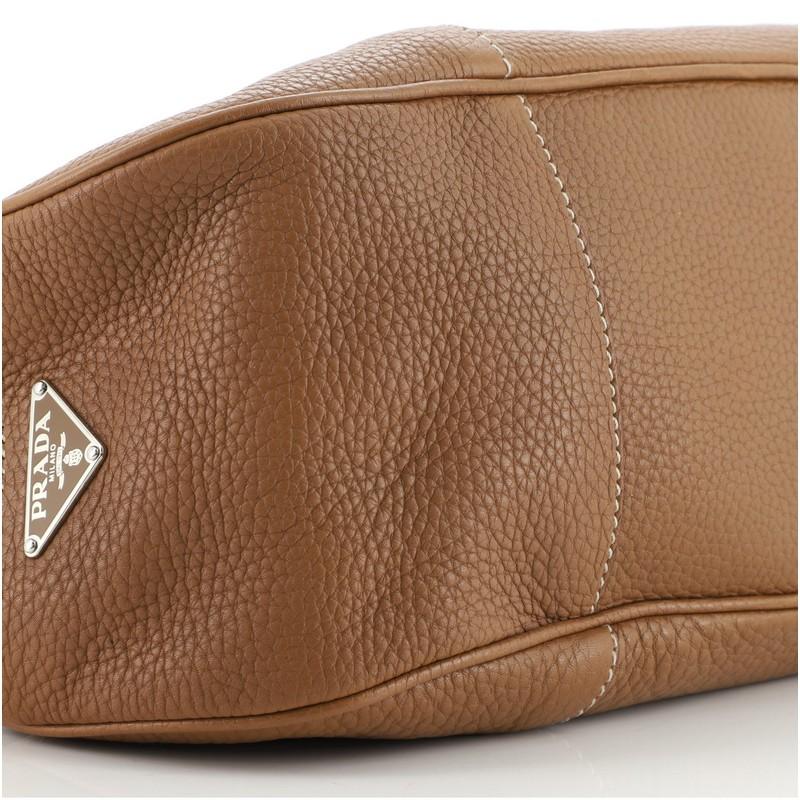 Brown Prada Buckle Flap Shoulder Bag Vitello Daino Medium