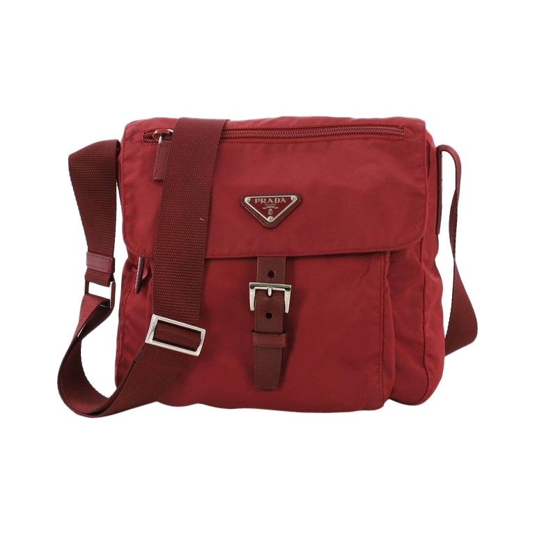 Prada Buckle Messenger Bag Tessuto Small