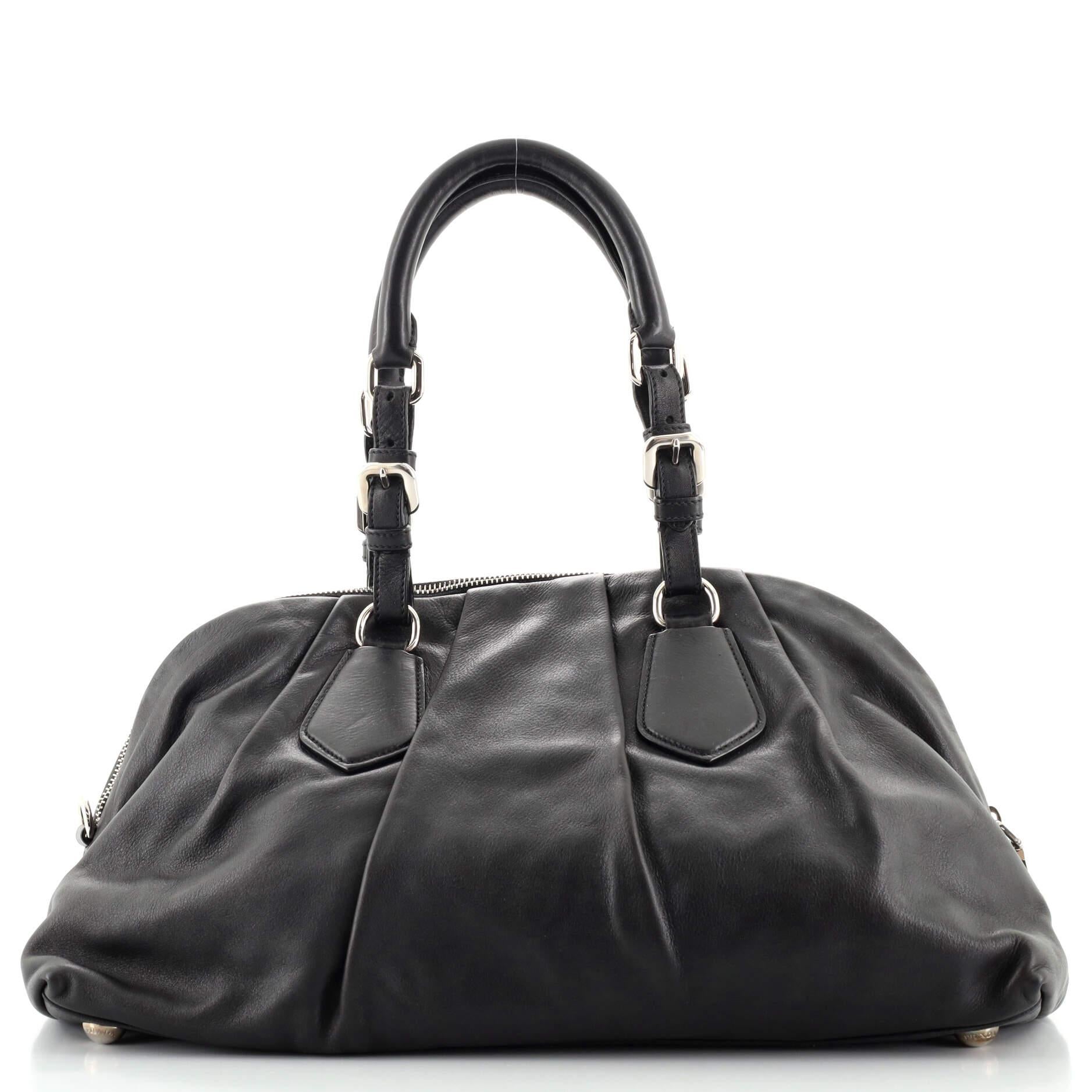 Prada Buckle Pleated Bowler Bag Soft Calf Large at 1stDibs prada pleated bag