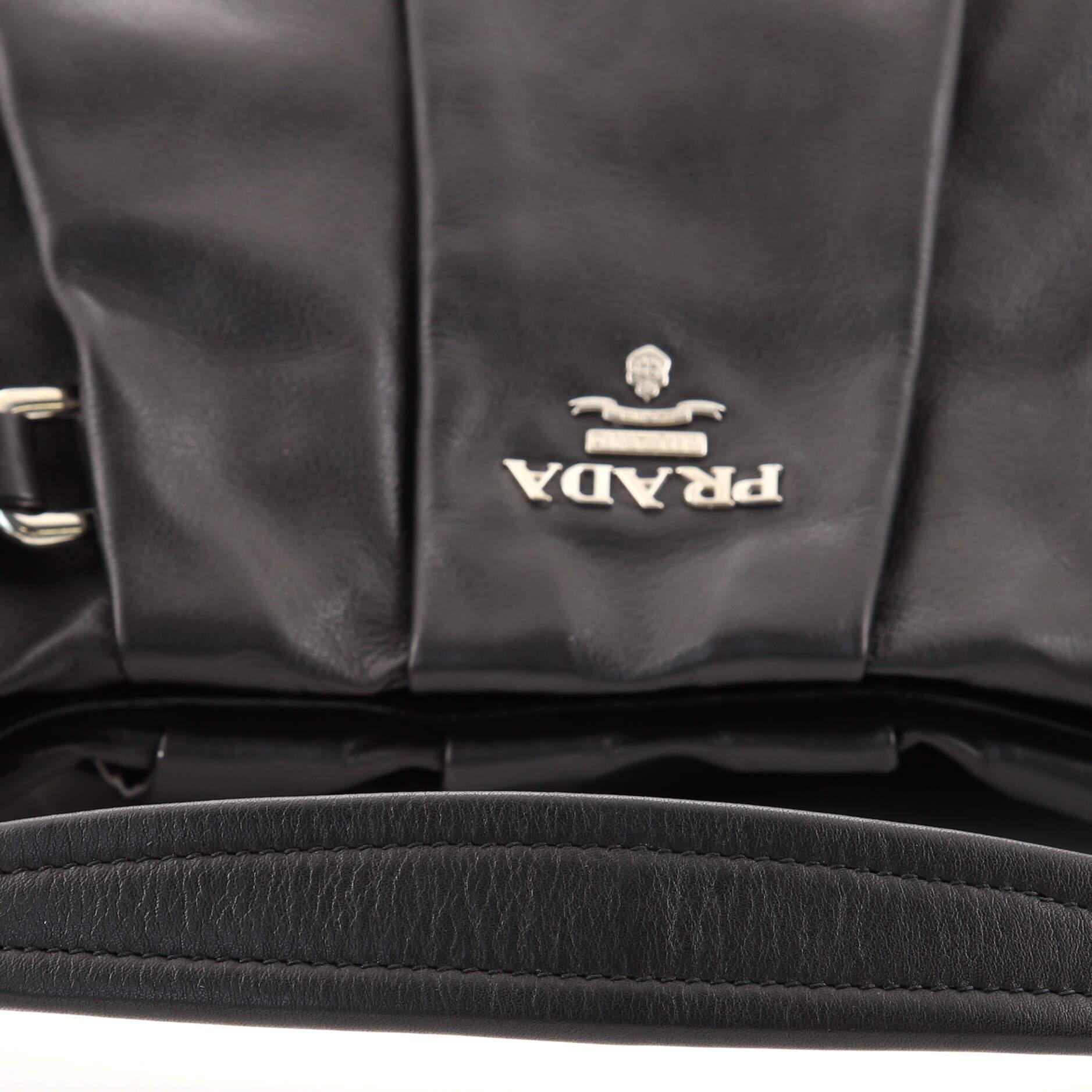 Prada Buckle Pleated Shoulder Bag Soft Calf Medium In Good Condition In NY, NY