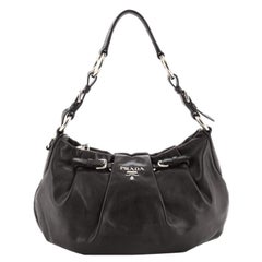 Prada Buckle Pleated Shoulder Bag Soft Calf Medium