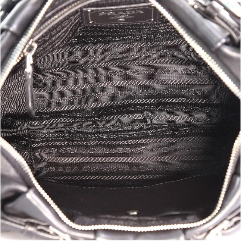Black Prada Buckle Pleated Shoulder Bag Soft Calfskin Medium