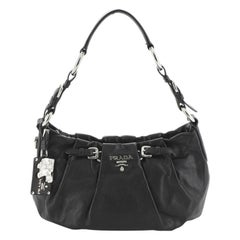 Prada Buckle Pleated Shoulder Bag Soft Calfskin Small