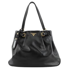 Prada Buckle Pleated Tote Soft Calf Large