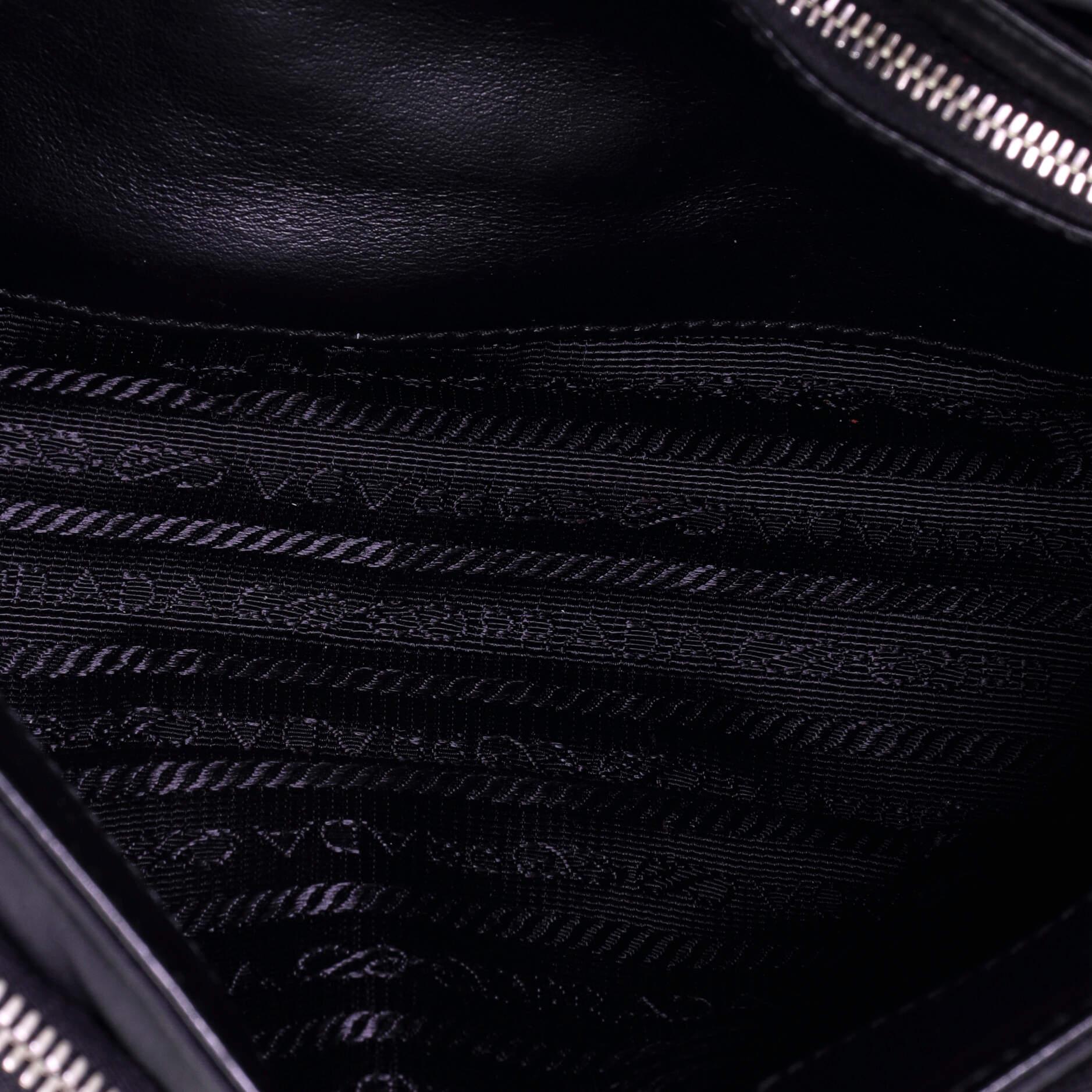 Black Prada Buckle Pocket Crossbody Bag Spazzolato Leather and Tessuto