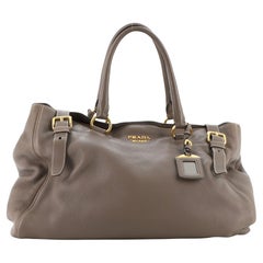 Prada Ebano Brown Cervo Lux Leather Chain Strap Large Tote Bag BR3798 -  Yoogi's Closet