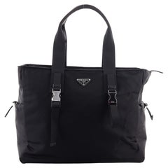Prada Schnalle Zip Tote Tessuto Groß