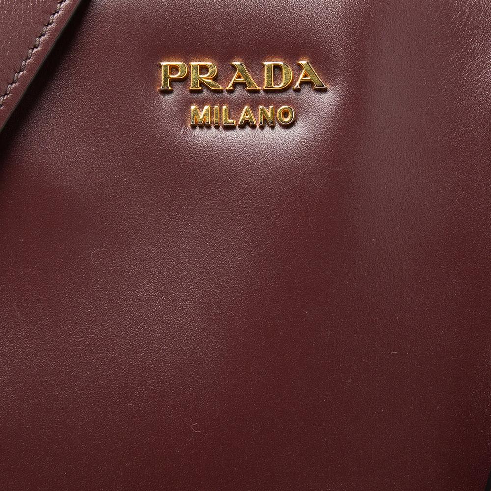 Prada Burgundy/Black City Calf Leather XL Bibliotheque Tote 2