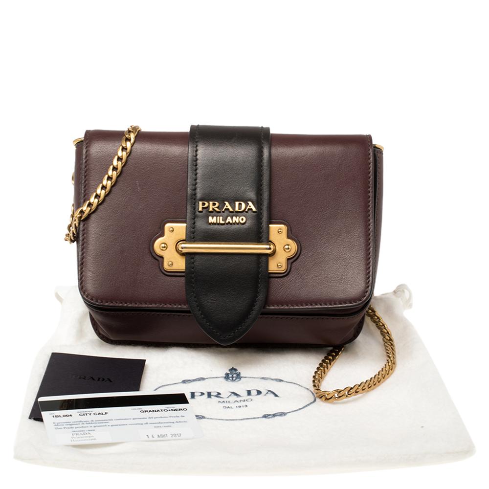 Prada Burgundy/Black Leather Cahier Belt Bag 2