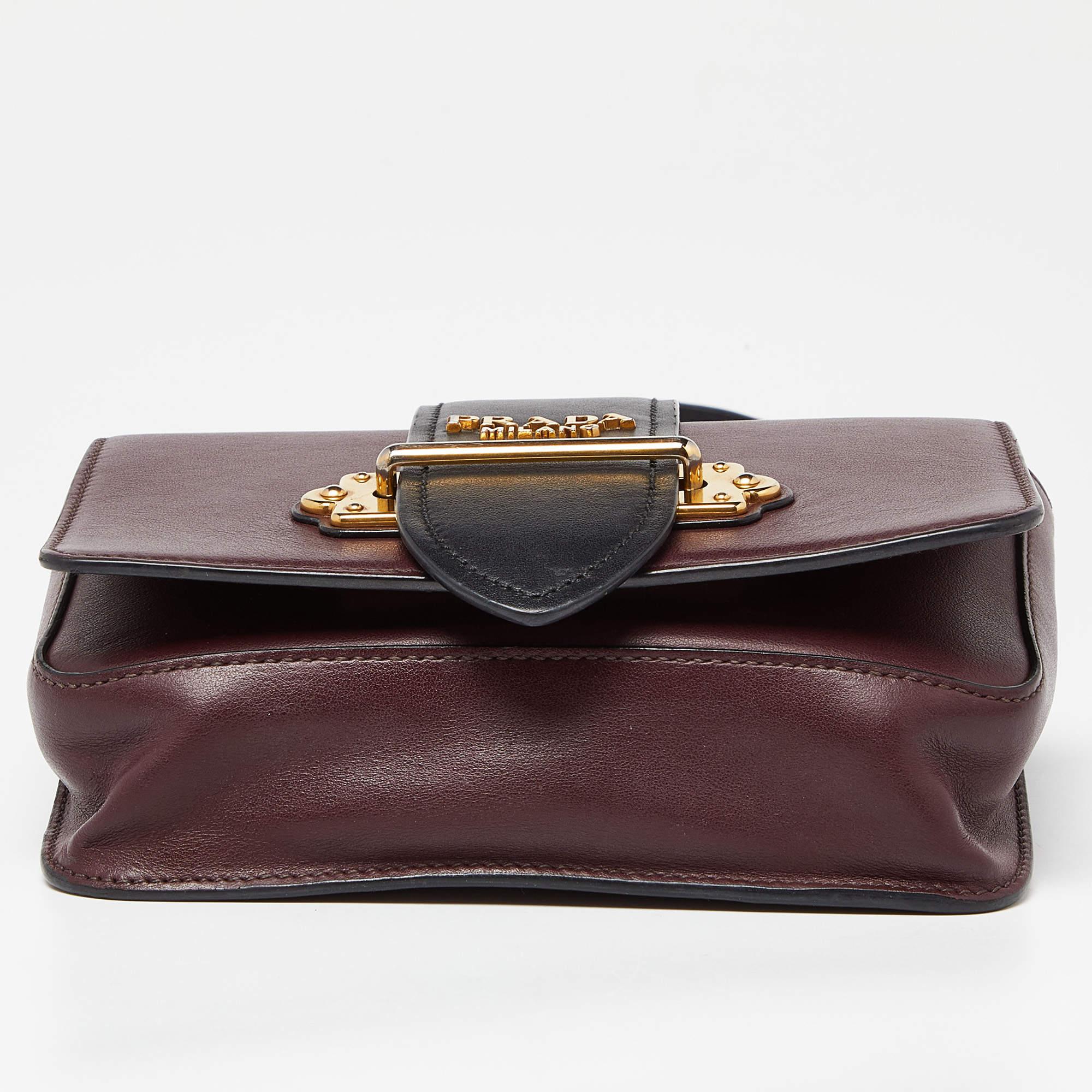Prada Burgundy/Black Leather Cahier Convertible Belt Bag 6