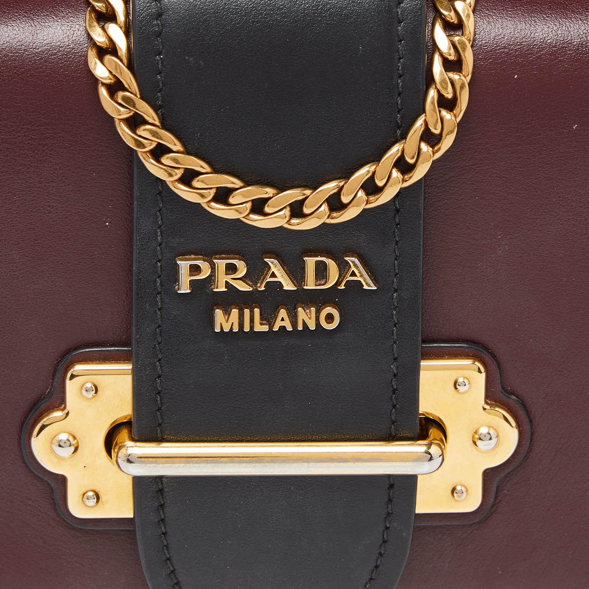 Prada Burgundy/Black Leather Cahier Convertible Belt Bag 7
