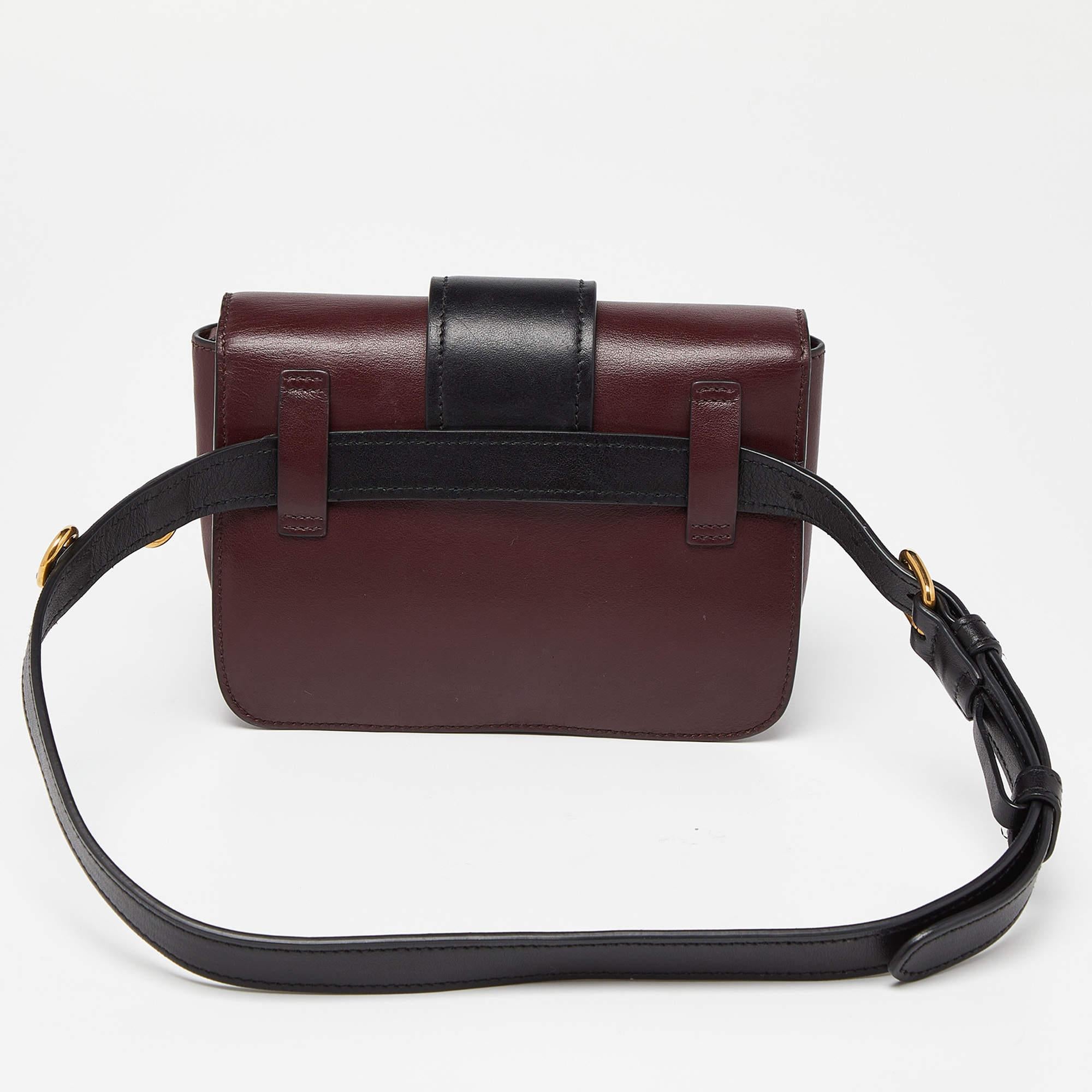 Women's Prada Burgundy/Black Leather Cahier Convertible Belt Bag