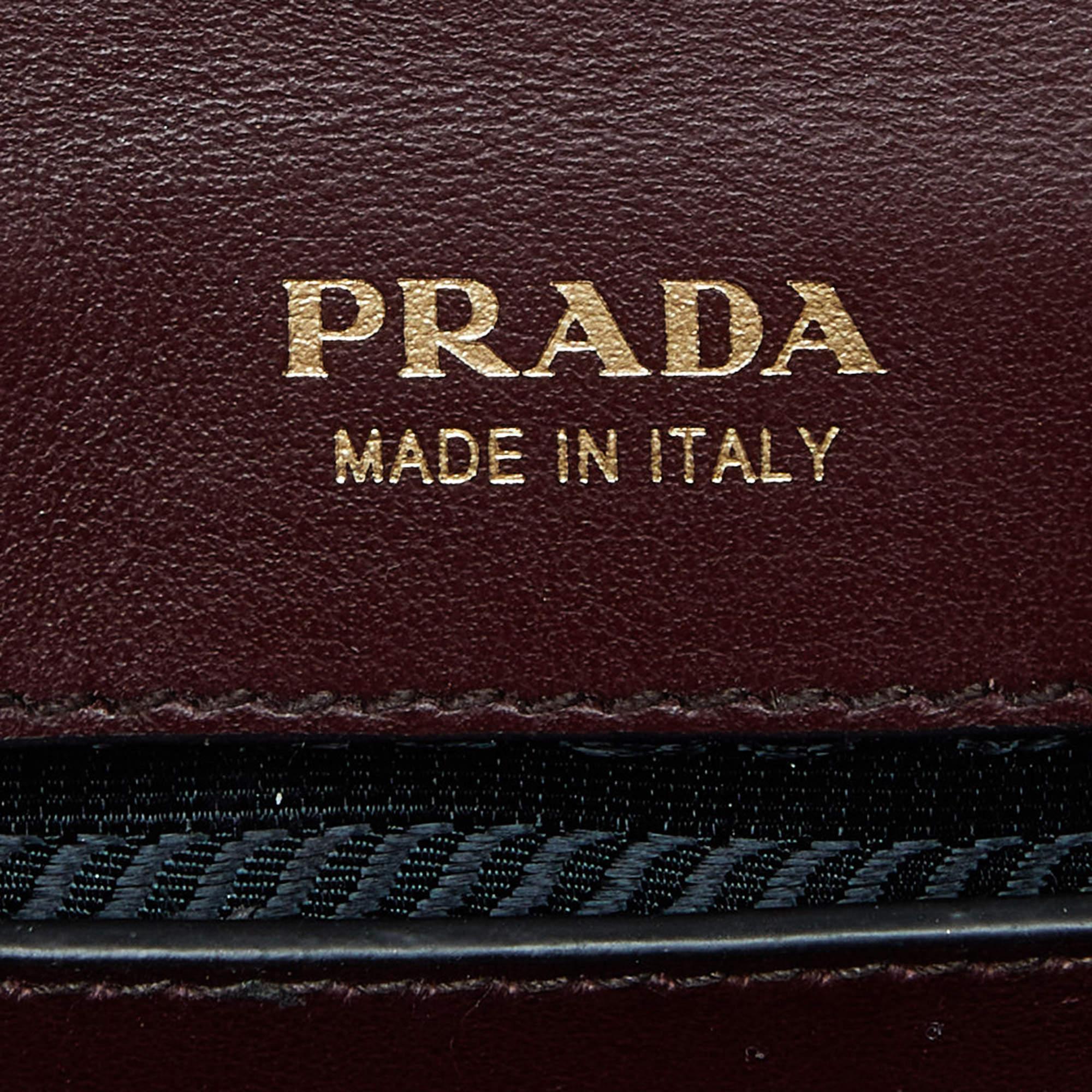 Prada Burgundy/Black Leather Cahier Convertible Belt Bag 1