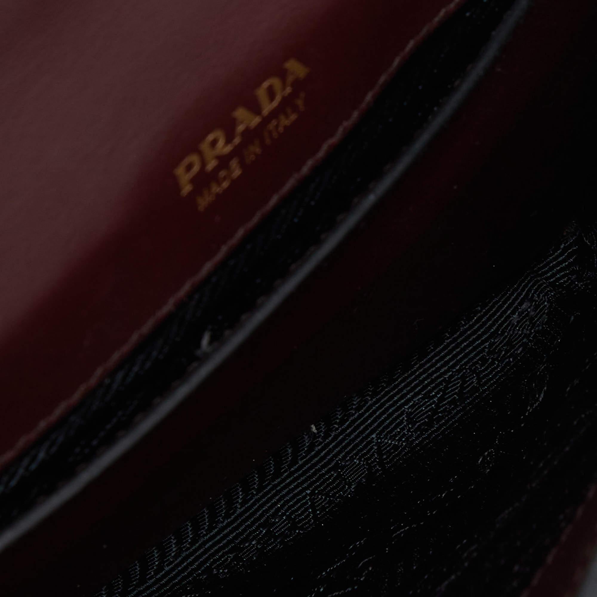 Prada Burgundy/Black Leather Cahier Convertible Belt Bag 5