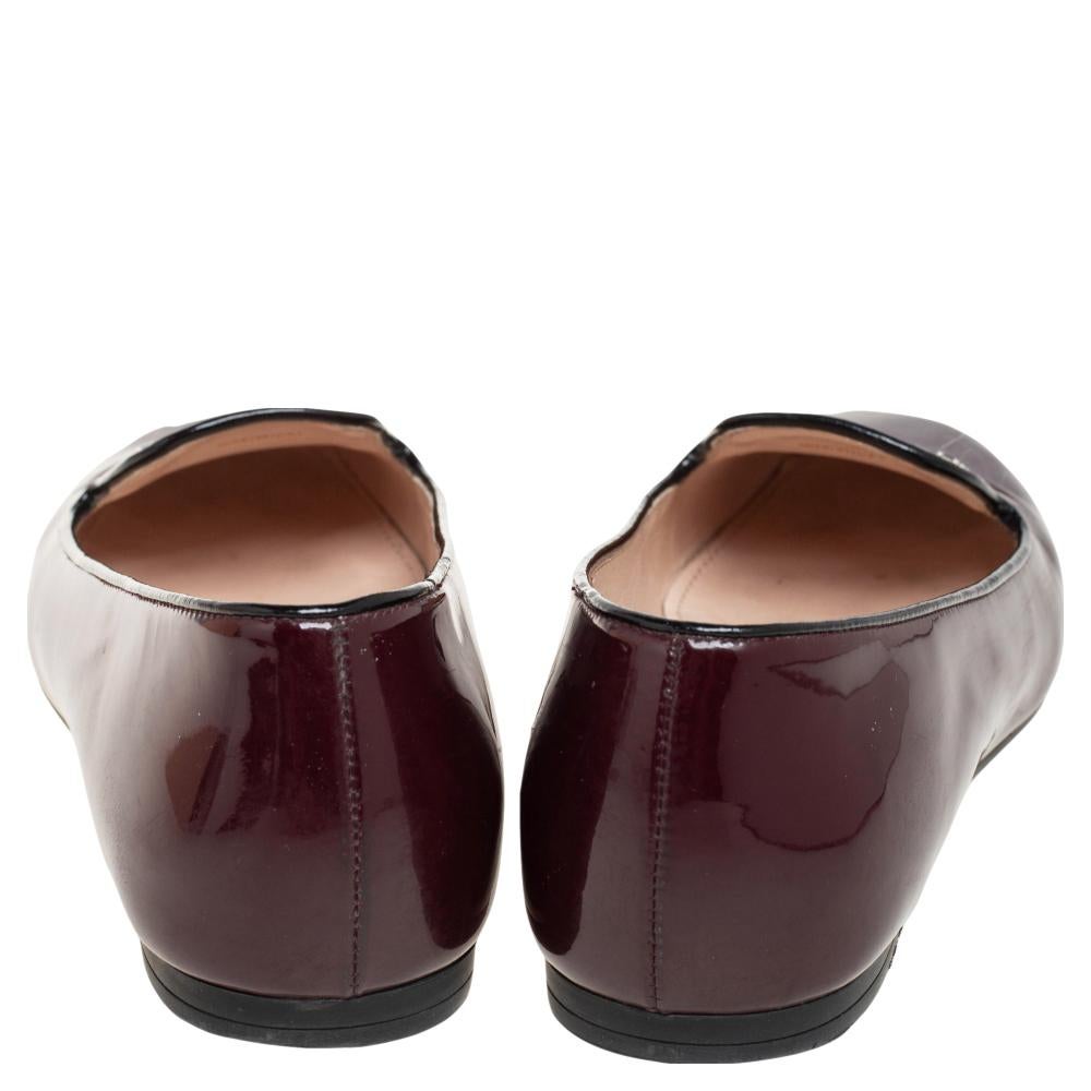 Prada Burgundy/Black Patent Leather Slip On Smoking Slipper Size 35 1