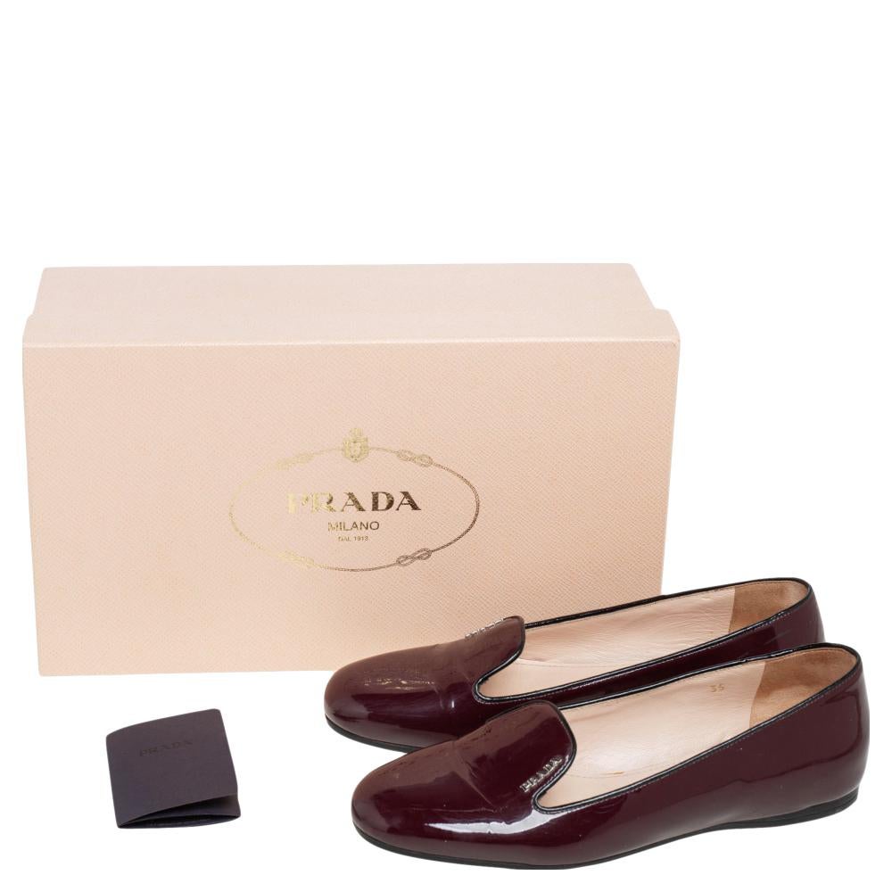 Prada Burgundy/Black Patent Leather Slip On Smoking Slipper Size 35 3