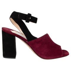 PRADA burgundy & black suede BLOCK HEEL Sandals Shoes 39