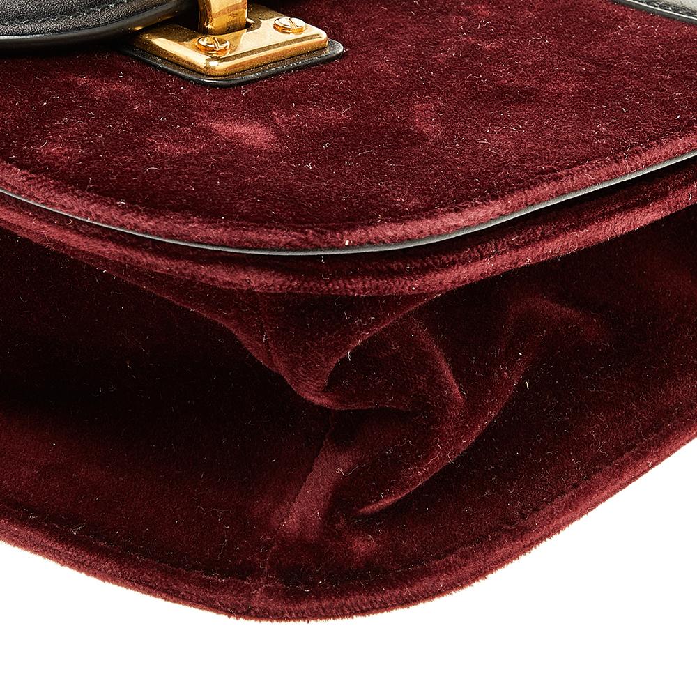 Prada Burgundy/Black Velvet & Leather Pionniere Crossbody Bag 2