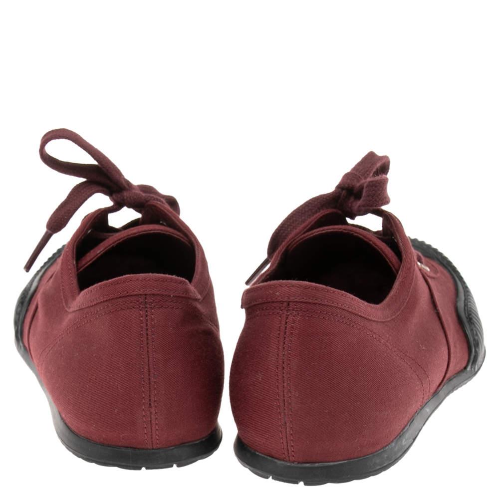 Women's Prada Burgundy Canvas Cap Toe Sneakers Size 37.5