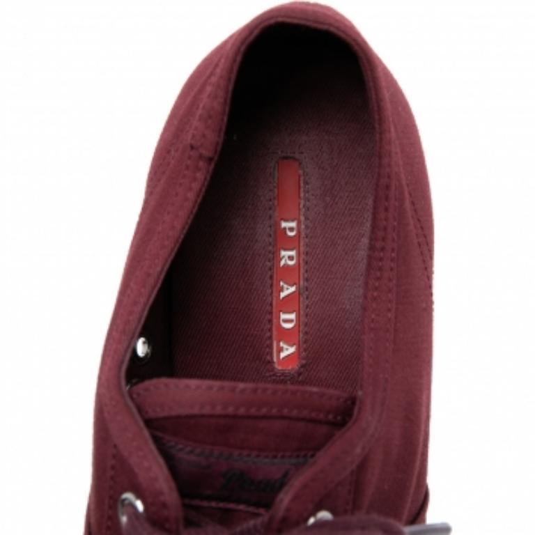 Women's Prada Burgundy Canvas Cap Toe Sneakers Size 37.5