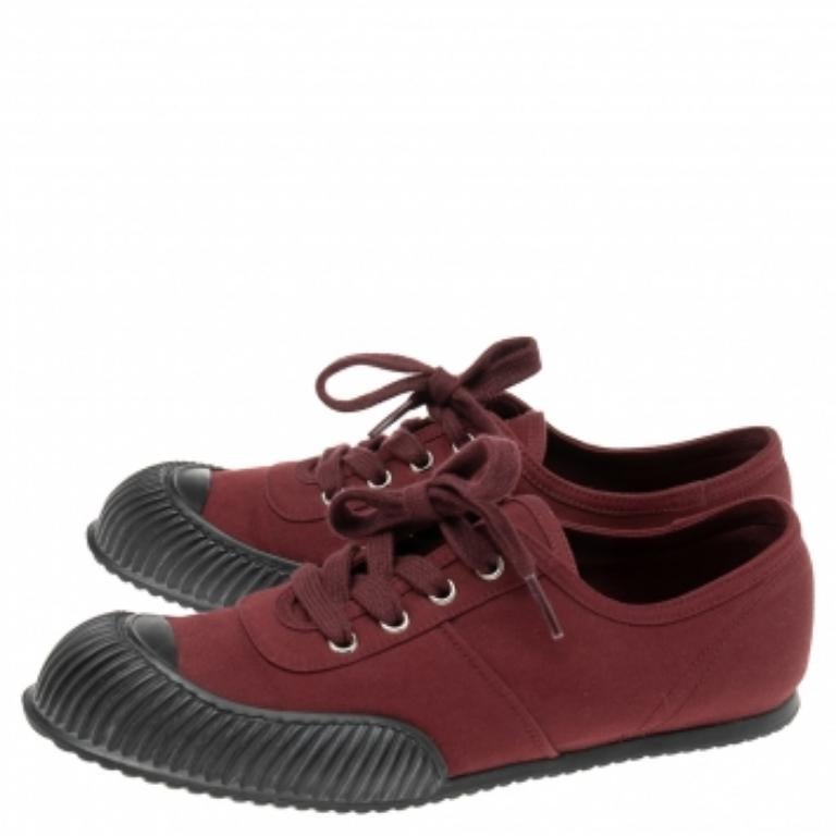 Prada Burgundy Canvas Cap Toe Sneakers Size 37.5 1