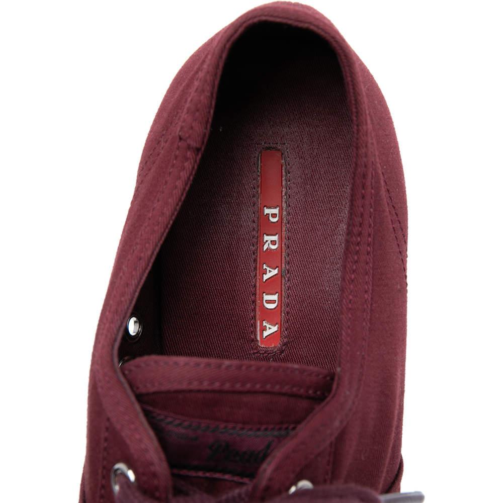 Prada Burgundy Canvas Cap Toe Sneakers Size 37.5 2